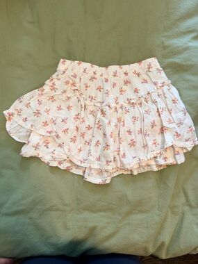 Old Navy White Floral Smocked Crop Top with Pink & Purple Flowers